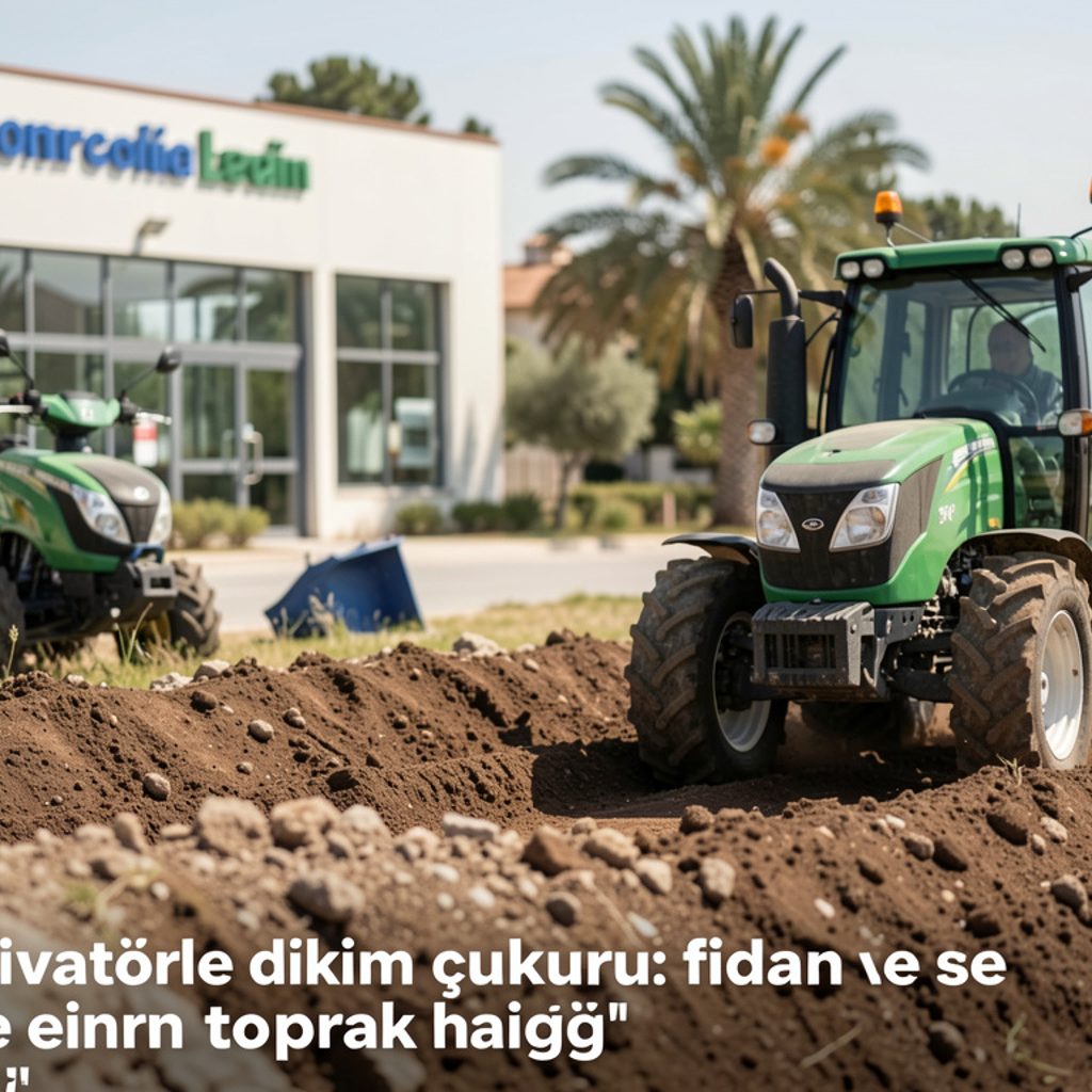 Bahçe toprağında yan yatırılmış bir motokültivatörün bıçaklı alt takımı, yanında kürek ve yeni açılmış bir dikim çukuru